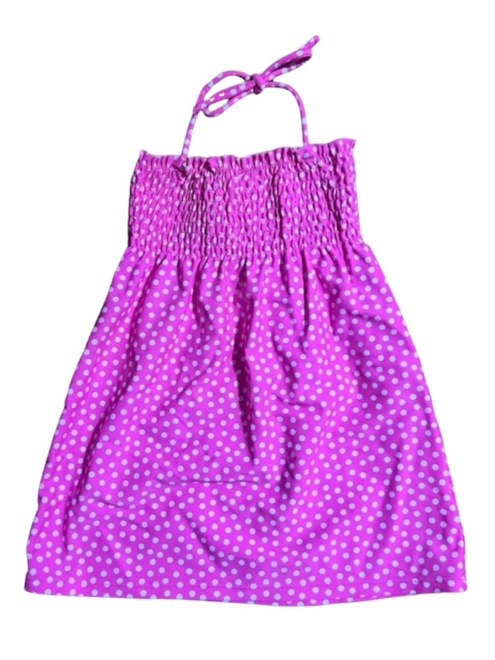 Hanna Andersson Pink & White Polka Dot Halter Coverup Dress